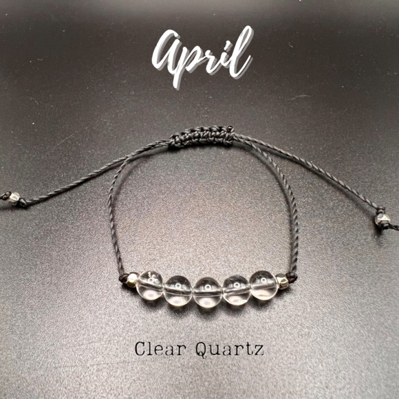 💕Host Pick💕 KC Gems Co. Natural Clear Quartz Slide Bracelet - April Birthstone - Picture 1 of 5
